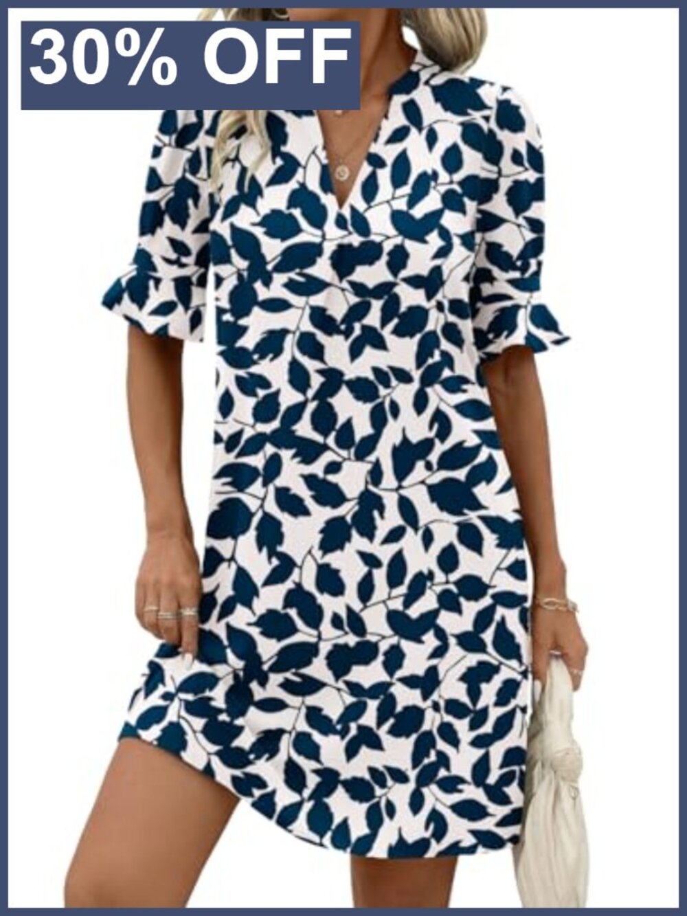 Zeagoo Women's V-Neck Ruffle Sleeve Loose Shift Dress Hawaiian Sundress Beach